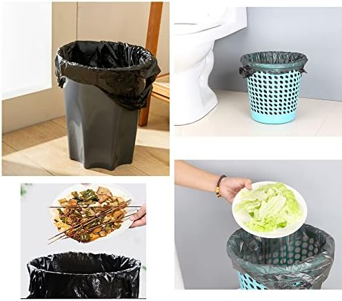 4 GALLON Bathroom Trash Bags Black, 10 Rolls/200 Counts Small HANDLES Garbage Bags for Office, Bathroom Wastebasket Waste Bin Black Portable Rubbish Bags (Black 200 Counts)