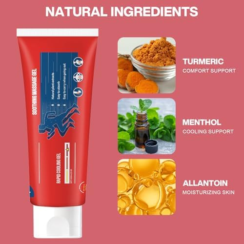 Joint Gel - Soothing Massage Cream Natural Comfort Gel for Knee, Neck, Back & Muscle, Absorb Quickly, Portable and Non-Greasy Formula, 4.23oz