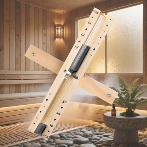 Sauna Sand Timer 30 Min, Rotating Wooden Sauna Hourglass 30 Minute Reloj De Arena, Heat Resistant Black Sand Clock Hour Glass Timer for Sauna