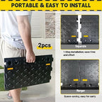 4" High 2 PCS Portable Car Curb Driveway Ramps, Heavy Duty Plastic Threshold Ramp for Wheelchair, Steps, Bikes, Motorcycles, Load Capacity 6600 LBS