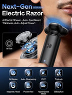 Electric Razor for Men, 4D Floating Rotary Razor, Wet & Dry Waterproof IPX7, USB-C Fast Charging, LED Display, Adaptive Speed Control, Low Noise Cordless Electric Razor with Travel Lock