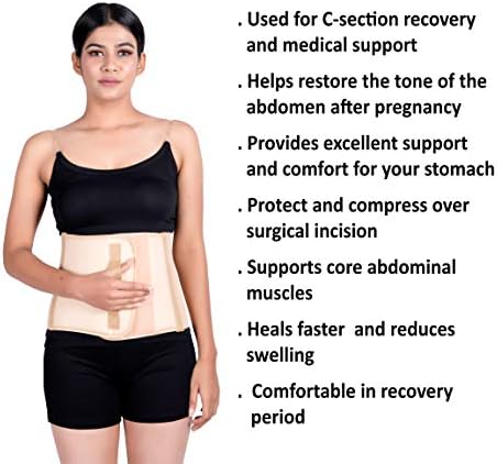 Wonder Care Abdominal Binder for Men and Women/Postpartum Post-Operative Post-Surgery Wrap/Abdomen Navel Umbilical Hernia Support Belt (M)