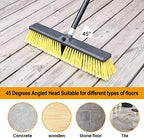 18 Inches Push Broom Outdoor- Heavy Duty Broom with 63" Long Handle for Deck Driveway Garage Yard Patio Concrete Floor Cleaning