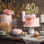 40 Cake Topper - Premium Gold Metal - 40 and Fabulous - 40th Birthday Party Sparkly Rhinestone Decoration Makes a Great Centerpiece - Now Protected in a Box