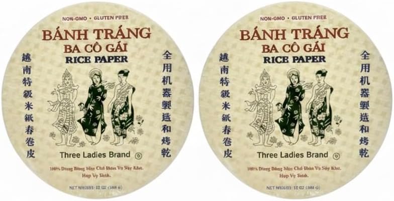 Three Ladies Spring Roll Rice Paper (2 Packs) Round, 22cm