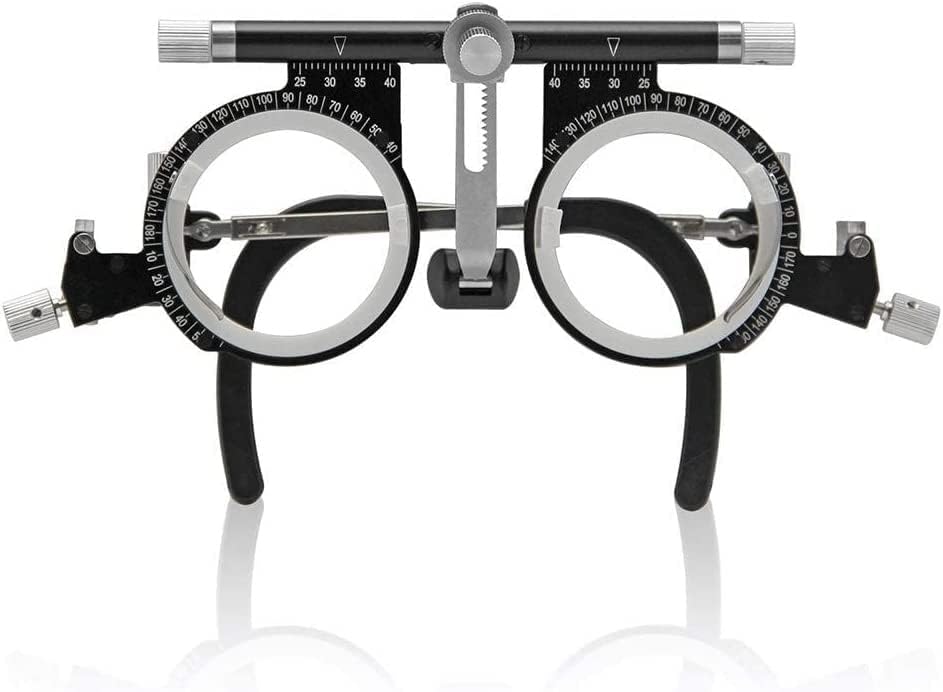 Optical Optic Trial Lens Frame PD 50-80mm Optical Trial Lens Frame Optometry Eye Test Glasses Frame ，Adjustable Temple Length and Nose Rest ，Optometry Lens Frame