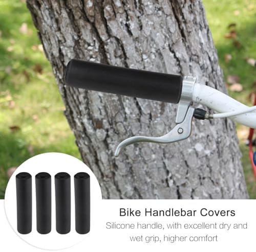 Bike Handle Grips Anti-Shock Lightweight Handlebar Covers 2 Pairs Black Bicycle Grip Sleeves for Cycling Comfort and Vibration Reduction