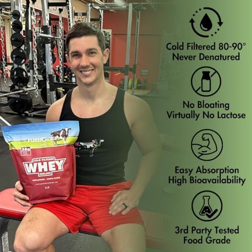 Pure Choice Unflavored Whey Protein Isolate Powder, 28g Protein & Sugar-Free, Undenatured Whey, 1 Ingredient, No Fillers or Artificial Sweeteners (Unflavored, 2 lb)