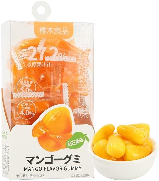 Peel fruit fudge,7 kinds of fruit flavored gummies,Mango yellow peach fruit candy,healthy nutritious dessert,sweet candy,delicious Chinese snack gift,Fruit & Chewy (Ripe mango,1box)