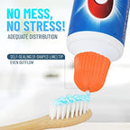 Self-Closing Toothpaste Cap, [Orange] Pack of 6 Mess-Free, Toothpaste-Saver Silicone Cap with Self-Sealing Tip - Stylish See-Through Design, Fits Any Toothpaste Tube
