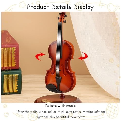 Violin Music Box - Classical Music Box Mini Replica Instrument Crafts Decoration Gift Craft Home Office Ornament