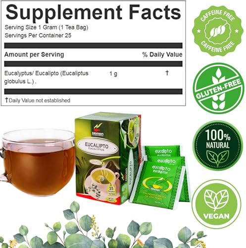 Hanan Premium Eucalyptus Tea - 100% Natural Eucalipto Hojas Naturales for Tea, Herbal Remedies and Aromatherapy - Dried Eucalyptus Leaves - Fresh Fragrant Floral Taste