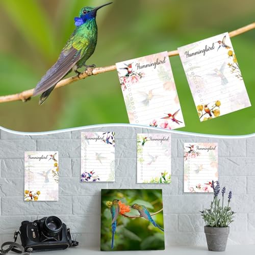 4 Pads Hummingbird Sticky Notes 4" x 6" Funny Animal Sticky to Do Notepad Hummingbird Lover Gifts for Cute Animal Office School Decor, 200 Sheets