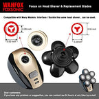Universal 6 Blade Replacement Heads for Mainstream Shaver Brands, Bald Shaver Replacement Heads with Blade Cover (Black)