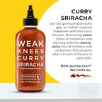 Weak Knees Curry Sriracha Hot Sauce - Infused with Aromatic Curry Spices & Bold Korean Gochujang Paste for Rice, Vegetables & Marinades - Made in the USA - 10.5oz Squeeze Bottle