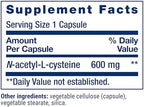 Life Extension N-Acetyl-L-Cysteine (NAC), Immune, Respiratory, Liver Health, NAC 600 mg, Potent antioxidant Support, Free-radicals, Easy to Absorb, 60 Capsules