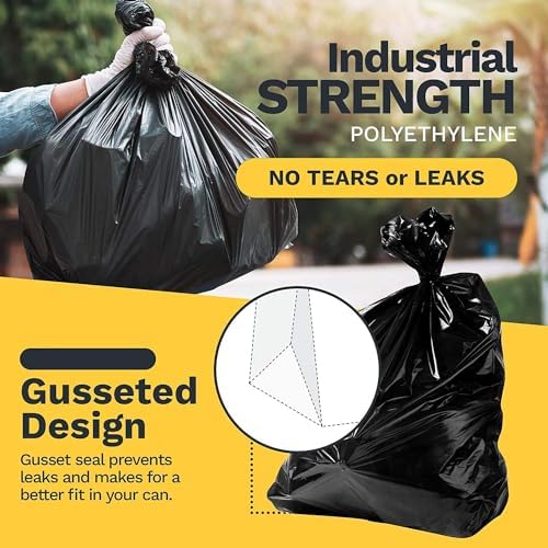 ToughBag 30-33 Gallon Trash Bags Heavy Duty (50 COUNT) 3 Mil Contractor Trash Bags – Heavy Duty Black Contractor Can Liners - Made In USA