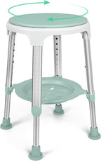Shower Chair for Inside Shower, FSA/HSA Eligible Swivel Shower Stool 350lbs, Adjustable Tub Chair and Bathroom Stool with Storage Tray for Seniors, Elderly, Bath Handicap & Disabled