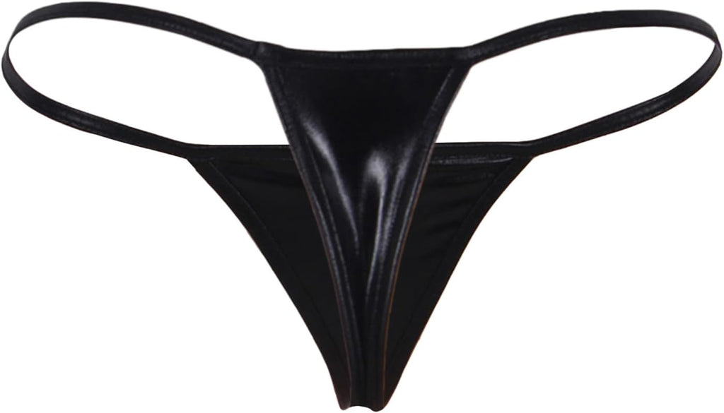 ohyeahlady Womens Sexy G-String Thongs Leather Bikini Panties Micro Underwear Low Rise T-Back Lingerie Underpants Plus Size