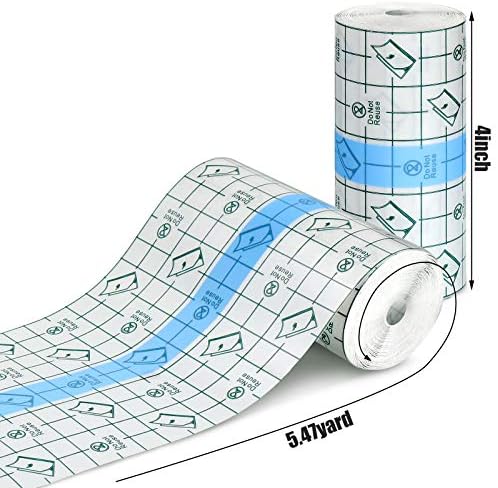 Transparent Dressing Adhesive Bandage Waterproof Clear Adhesive Bandages Stretch Tape for Tattoos Swimming (3.94 Inch x 5.47 Yard)