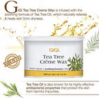 GiGi Tea Tree Crème Wax - Soothing Hair Removal Wax for Sensitive Skin, Soft Wax for Face & Body, Calming Formula with Tea Tree Oil, 14 oz