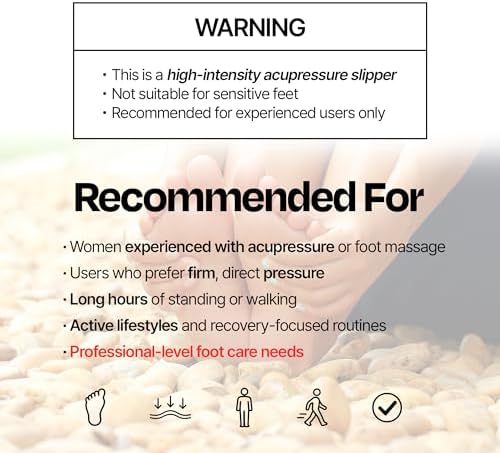 BALLOP Mamuring Acupressure Massage Slippers for Women, Professional Level Intensity, Slide Sandals with 1700 Nodes, Brown, Arch Support, Lightweight, Reflexology Recovery Slides