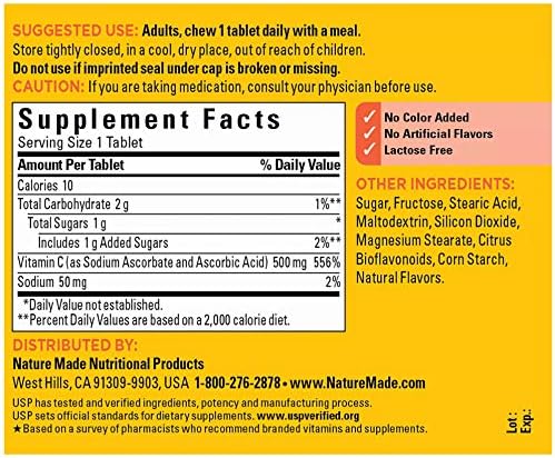 Nature Made Chewable Vitamin C 500 mg Tablets, 60 Count to Help Support the Immune System? (Pack of 3)