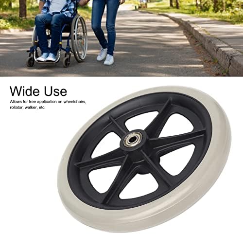Walker Wheels, Front Wheelchair Wheel Replacement Parts 8 inch PU Walker Caster Skidproof with Ball Bearing Grey, for Wheelchairs Rollators Walkers