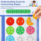 Magnetic Fraction Playbook with Tiles & Circles, Whiteboard Ready Fraction Manipulatives Kit, Montessori Math Tools for Kids Ages 6-10, Classroom & Homeschool Supplies with Wipe Clean Activity Cards