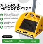 Commercial Broom and Dustpan Set Debris Dustpan with Handle,Jumbo Debris Pan, Trash Collection for Industrial/Professional Cleaning,2Sets, Yellow,Extra-Large Size