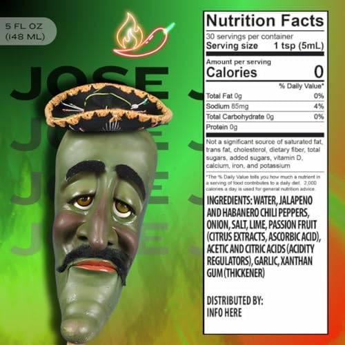 Jeff Dunham - Jose Jalapeno Hot Sauce | A Perfect Balance of Jalapeno and Habanero Peppers for a Spicy and Flavorful Kick (Medium, 5 fl oz)