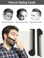 Oil Skull Pattern Zinc Alloy Comb - Pocket-Size Styling Tool for Head Hair or Beard, Suitable for Home and Salon (Black)