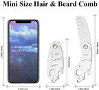 AhfuLife Stainless Steel Metal Hair & Beard Comb, Multifunctional Folding EDC Pocket Comb With Bottle Opener Fits In Keychain - Anti-Static Hair & Beard Care Comb Mustache Comb - Presented in Gift Box