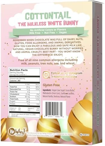 Cottontail – Solid Polar Dream White Chocolate Bunny – Easter – Vegan, Allergy-Friendly, Kosher – Free of Dairy, Peanuts, Tree Nuts, Eggs, Soy, Gluten & Sesame – No Artificial Colors or Flavors – Top 9 Allergen Free – No Whey! Foods