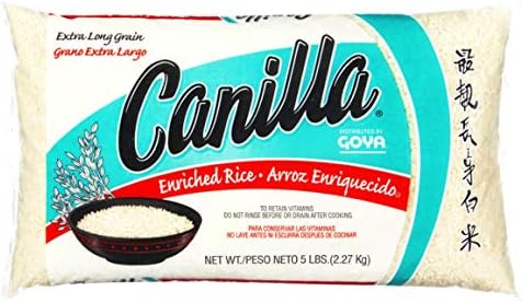 Goya Canilla Enriched Extra Long Grain Rice, 5.0 LB, Arroz Enriquecido de Grano Extra Largo, 2.27Kg