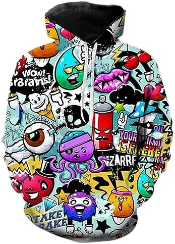 Mens Hip Hop Hoodie Street Novelty Hoodies 3d Printed Pullover Casual Sweatshirts