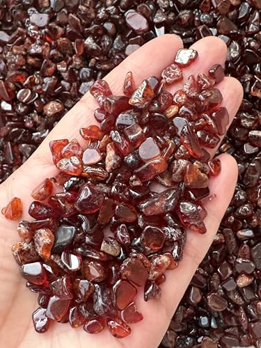 GAF TREASURES 2 oz Lot Natural Semi Tumbled Orange Garnet Gemstone Chips, Crushed Mini Orange Garnet Crystals, Undrilled Crystal Chips (Orange Garnet)