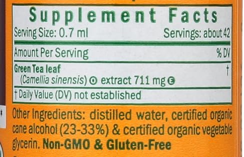 Herb Pharm Certified Organic Green Tea Liquid Extract Drops, 1 Oz