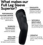 Zensah Full Leg Compression Sleeve - Support for Thigh, Knee, Calf for Men, Women, Running, Basketball, Football