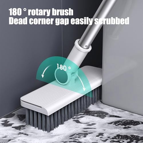 3-in-1 Broom and Dustpan Set with Cleaning Teeth, 38" Stainless Steel Long Handle,Standing Storage, Indoor Sweeping Combo for for Home & Kitchen, Brooms with Dustpan Combo Set, White