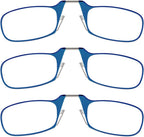 ThinOptics Readers Rectangular Reading Glasses, 3 Pack-Blue, 44mm + 2.5