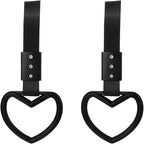 2PCS Heart-Shaped Car Handle Straps, Auto GRAP Handle Warning Pull Ring, Heart Decor for Car, SUV, Subway, Bus