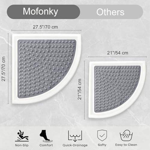 Shower Mat Non Slip: 27.5 X 27.5 Inch Large Corner Shower Mats for Inside Shower - Soft TPE Shower Floor Mat Anti Slip