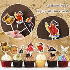 WERNNSAI 49 PCS Pirate Cupcake Toppers - Pirate Birthday Party Decorations Pirate Parrot Cake Toppers Pirate Day Party Favors Supplies Pirate Ship Cake Topper Pirate Theme Cake Decors