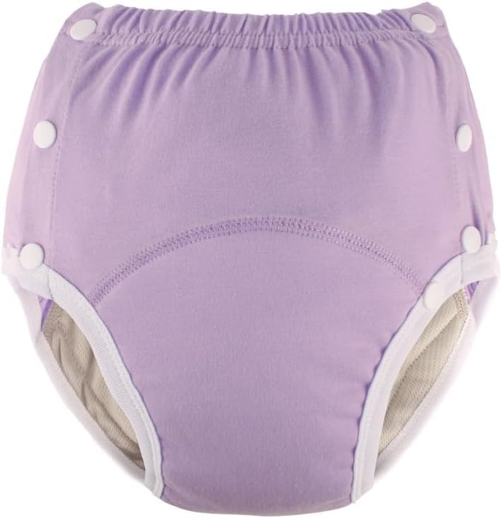 Cotton Incontinence Pants for Adults: Washable, Breathable, Adjustable Leak-Proof Underwear for Elderly (Purple, M)