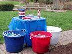20 Gallon Storage Tub, Round Heavy Duty Plastic Container with Rope Handles, 21.5 x 21.5 x 16.5 inches, Navy Blue