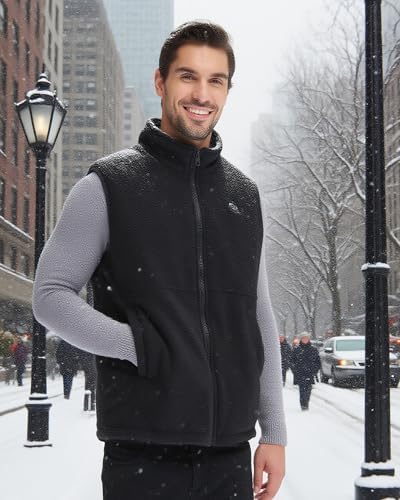 Loowoko Men's Fleece Heated Vest with Battery Pack Included, Rechargeable Electric Heating Jacket Lightweight Warming Vests