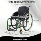 Ultra Lightweight Wheelchair(25Lbs) Folding Sports Wheelchairs with Handbrakes, Quick Release Rear Wheels and Anti-Tip Wheels(Red,16.9in Seat Width)