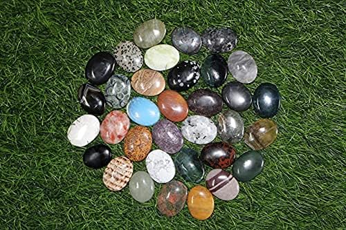 Jet International Jet Assorted Mix Worry Stones Approx 15 to 18 Grams Length 1.5 to 1.8 Inch Approx (Each) Free 40 Pages Crystal Therapy Booklet Meditation Stress Relief (Set of 10)