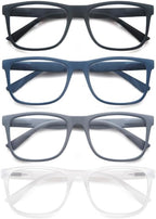 Large Reading Glasses Mens Oversized Wide Readers +1.50 Lightweight Square Magnifying Cheaters Glasses for Men W/Big Head 4 Pack